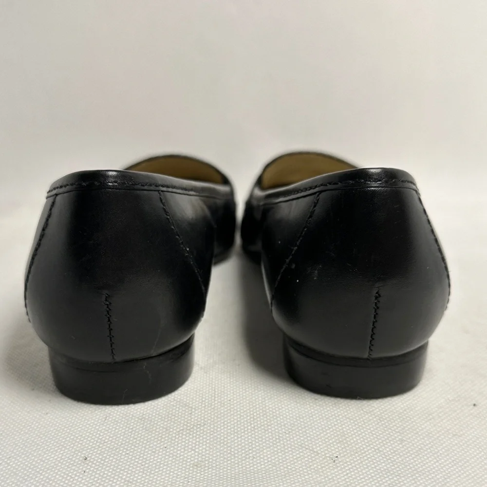 Talbots Black Leather Penny Loafer Flats Size 5.5
